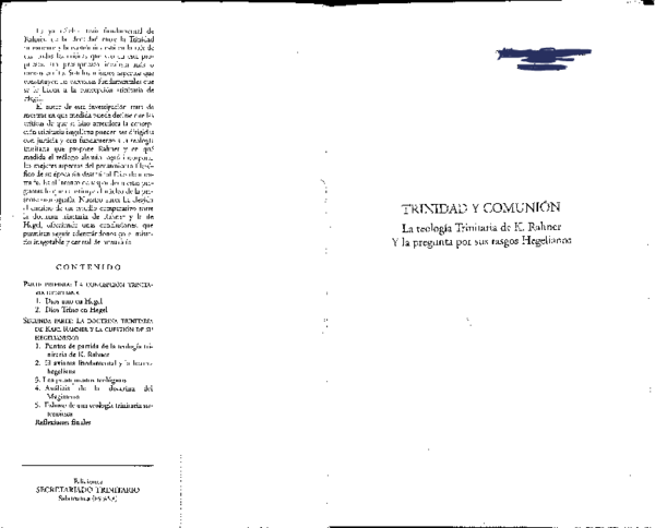 (PDF) Trinidad y comunión: la teología trinitaria de K. Rahner y la ...