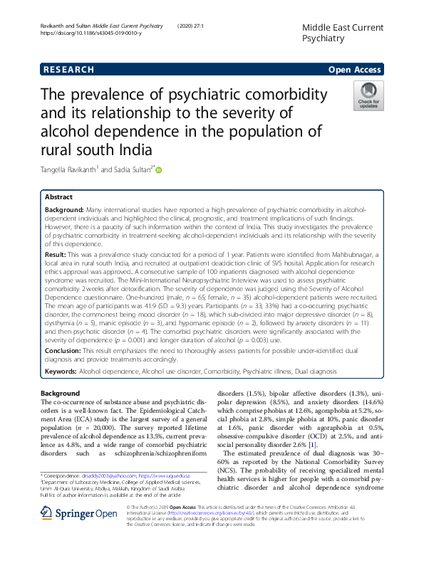 (PDF) The prevalence of psychiatric comorbidity and its relationship to ...