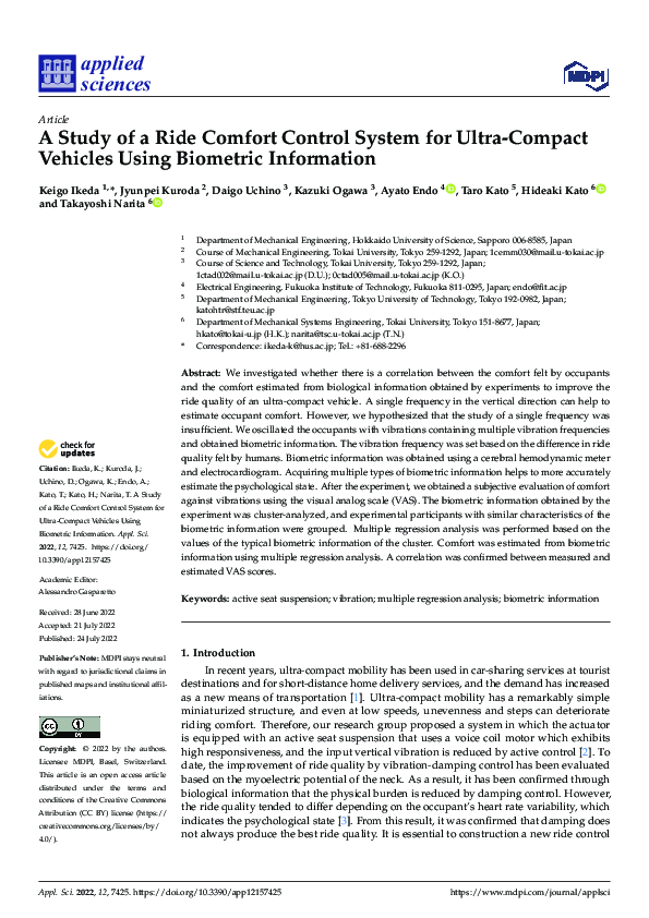 (PDF) A Study of a Ride Comfort Control System for Ultra-Compact ...