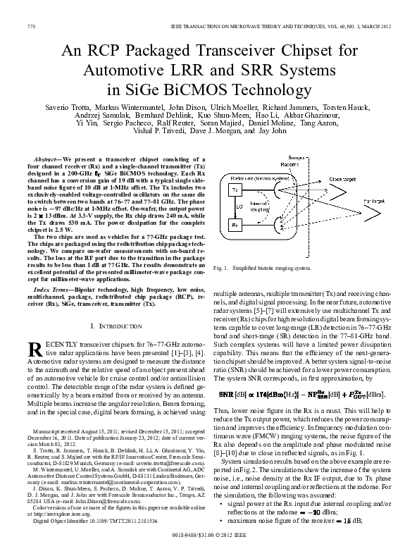 (PDF) An RCP Packaged Transceiver Chipset for Automotive LRR and SRR ...