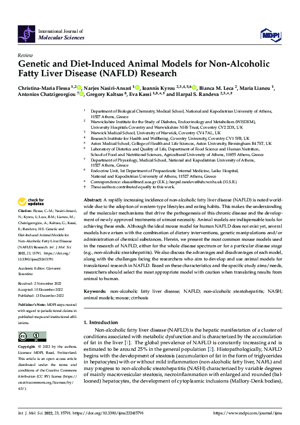 (PDF) Genetic and Diet-Induced Animal Models for Non-Alcoholic Fatty ...