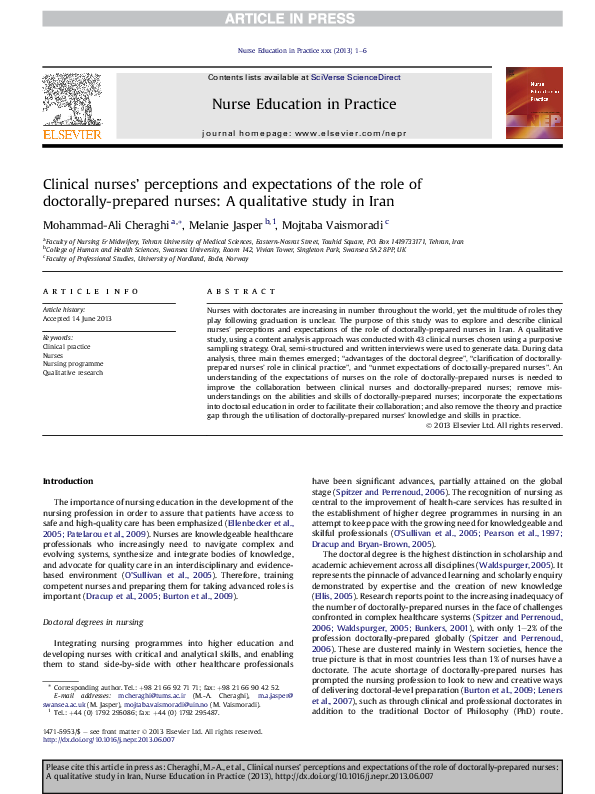 (PDF) Clinical nurses' perceptions and expectations of the role of ...