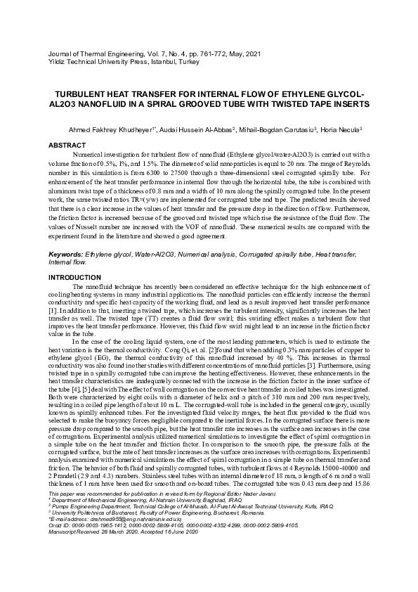 (PDF) Turbulent Heat Transfer for Internal Flow of Ethylene GLYCOL ...