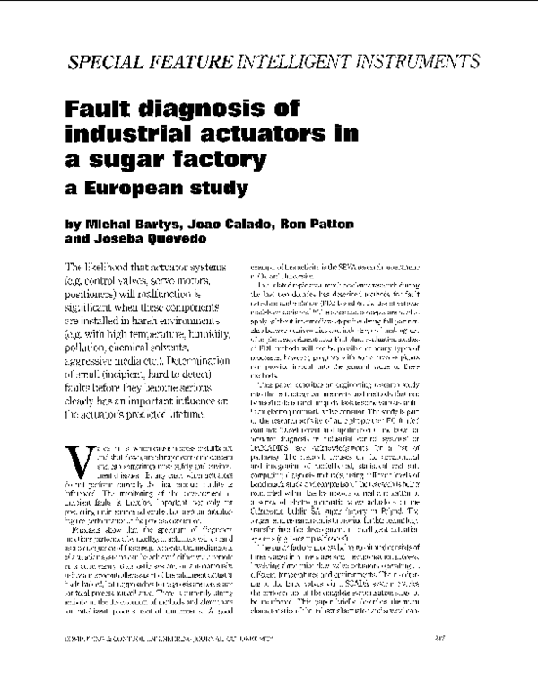 (PDF) Fault diagnosis of industrial actuators in a sugar factory: a ...