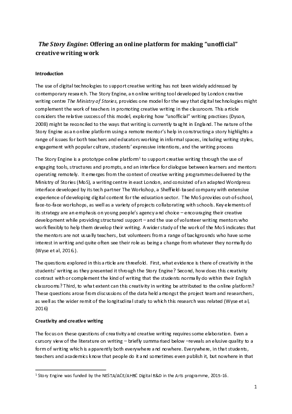 (PDF) The Story Engine: offering an online platform for making ...