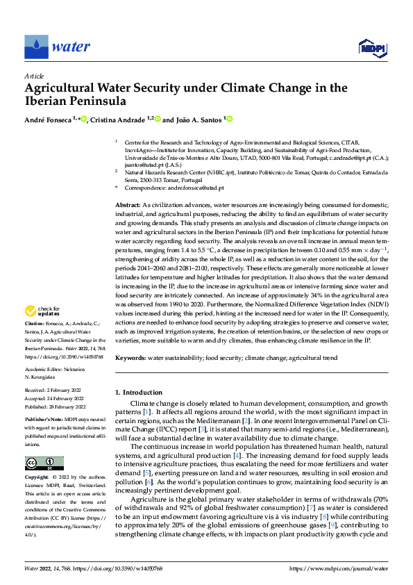 (PDF) Agricultural Water Security under Climate Change in the Iberian ...
