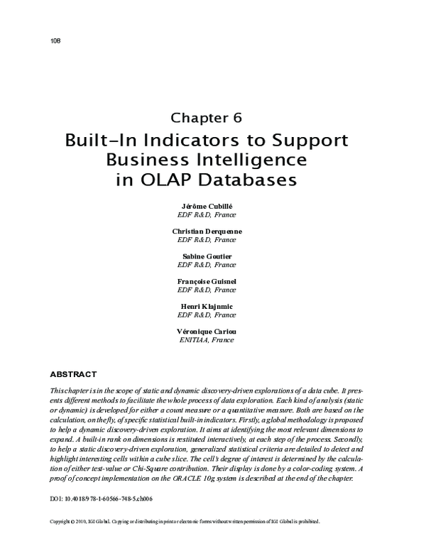 (PDF) Built-In Indicators to Support Business Intelligence in OLAP ...