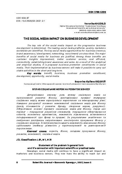 (PDF) The Social Media Impact on Business Development