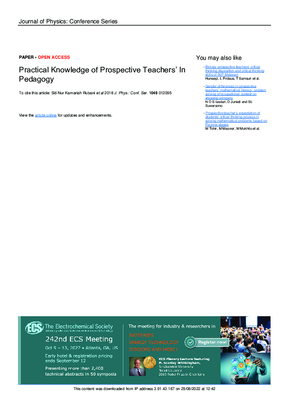 (PDF) Practical Knowledge of Prospective Teachers’ In Pedagogy