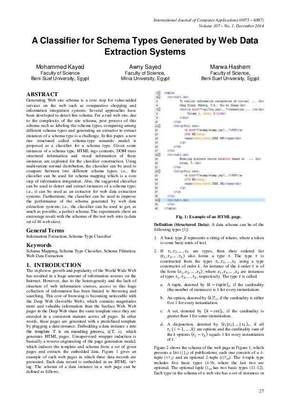 (PDF) A Classifier for Schema Types Generated by Web Data Extraction ...