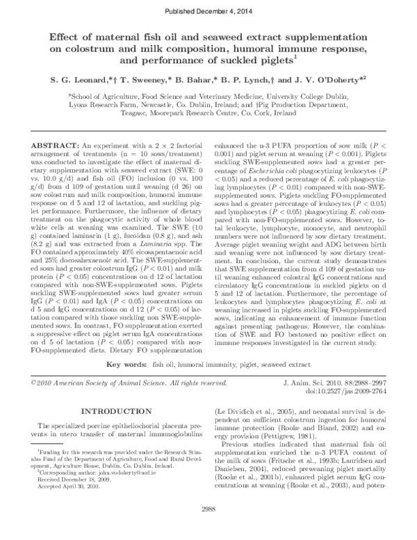 (PDF) Effect of maternal fish oil and seaweed extract supplementation ...