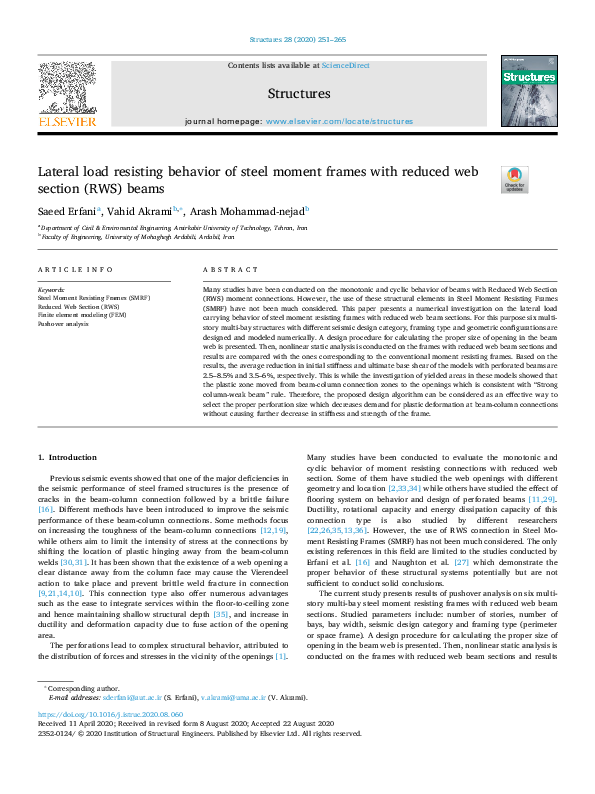 (PDF) Lateral load resisting behavior of steel moment frames with ...