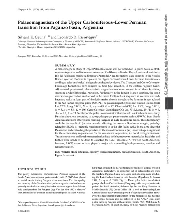 PDF Palaeomagnetism Of The Upper Carboniferous Lower Permian PDF Palaeomagnetism Of The Upper Carboniferous Lower Permian