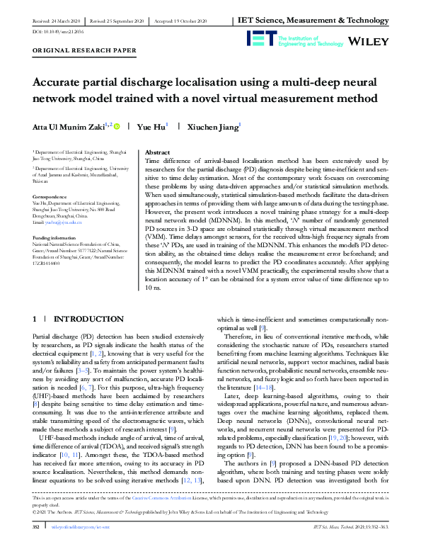 (PDF) Accurate partial discharge localisation using a multi‐deep neural ...