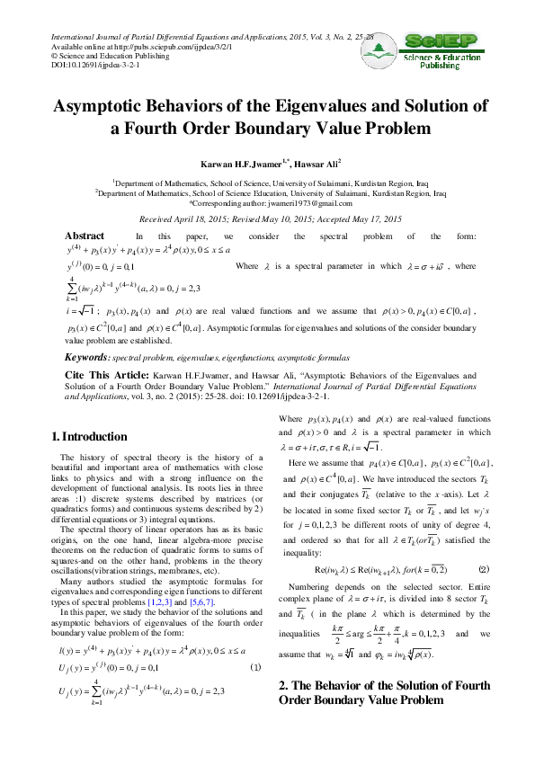 (PDF) Eigenvalues in Fourth Order Boundary Problems