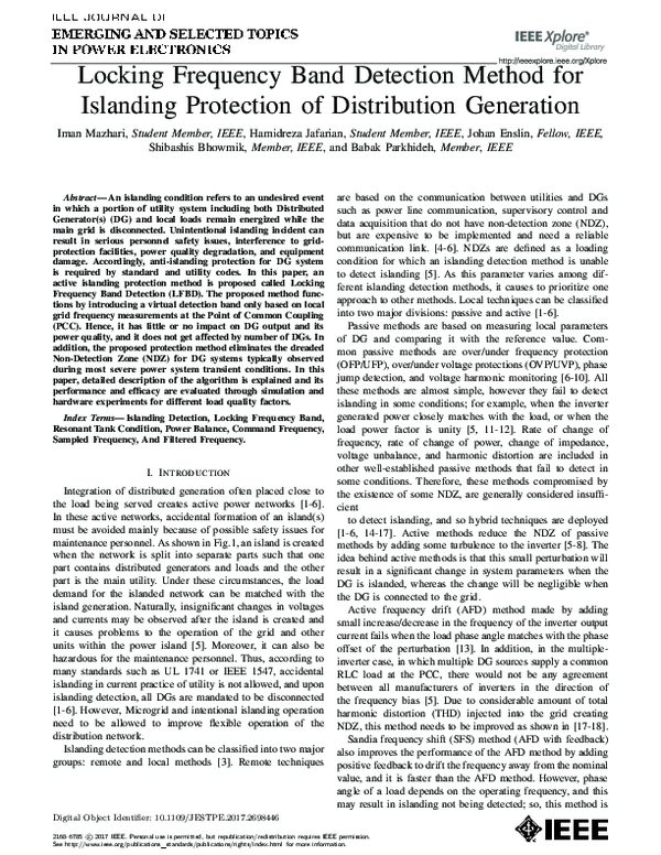 (PDF) Locking Frequency Band Detection Method for Islanding Protection ...