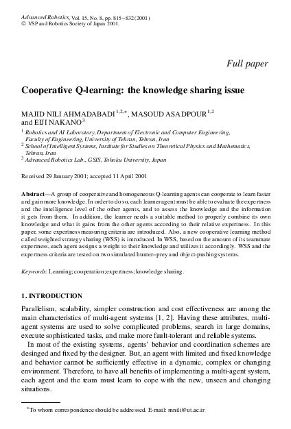 (PDF) Cooperative Q-learning: the knowledge sharing issue