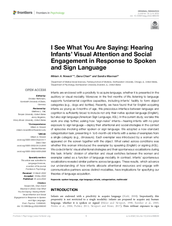(PDF) I See What You Are Saying: Hearing Infants’ Visual Attention and ...