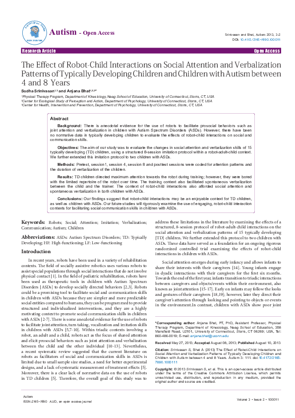 (PDF) The Effect of Robot-Child Interactions on Social Attention and ...