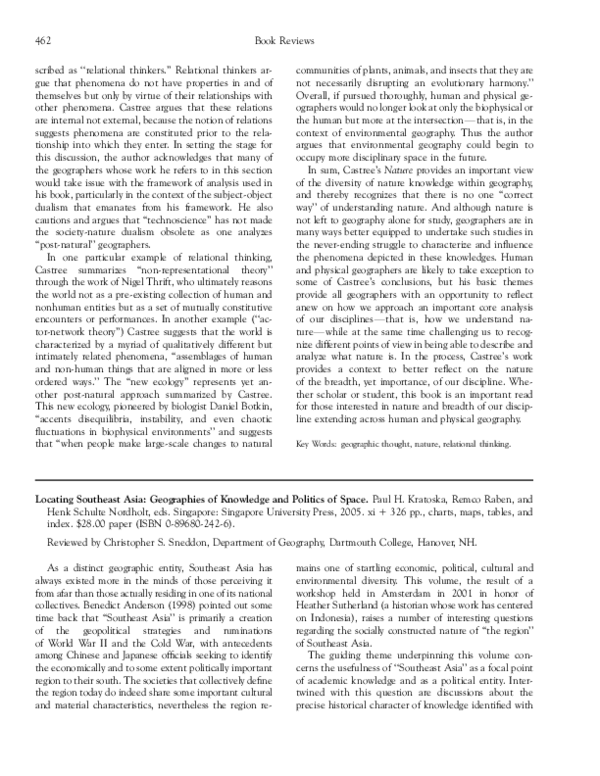 (PDF) Locating Southeast Asia: Geographies of Knowledge and Politics of ...