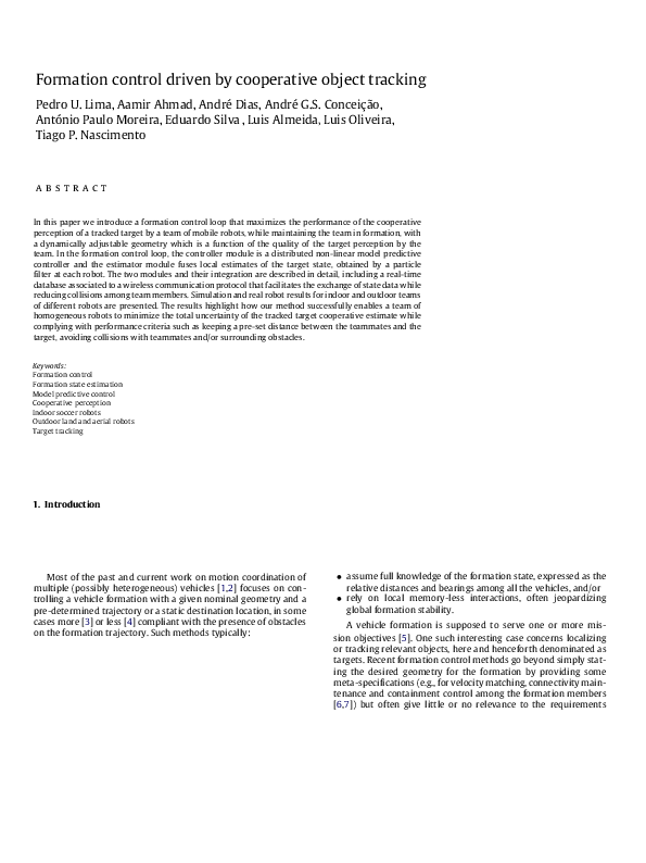 (PDF) Formation Control Driven by Cooperative Object Tracking