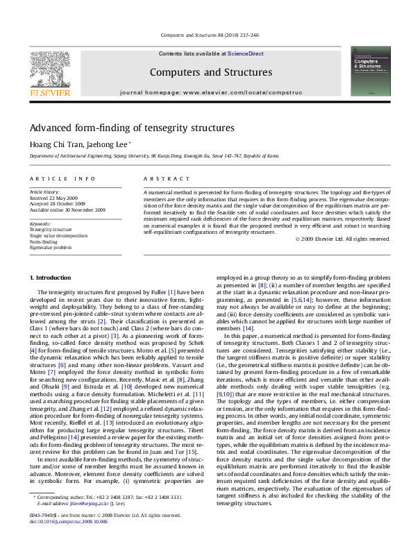 (PDF) Advanced form-finding of tensegrity structures