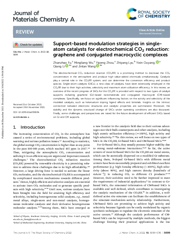 (PDF) Support-based modulation strategies in single-atom catalysts for ...