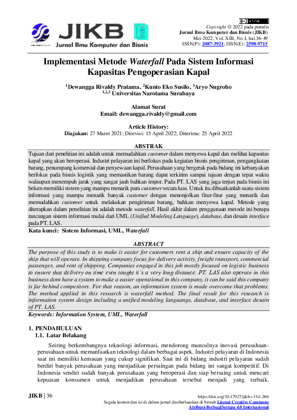 (PDF) Implementasi Metode Waterfall Pada Sistem Informasi Kapasitas ...