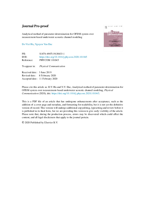 (PDF) Analytical method of parameter determination for OFDM system over ...