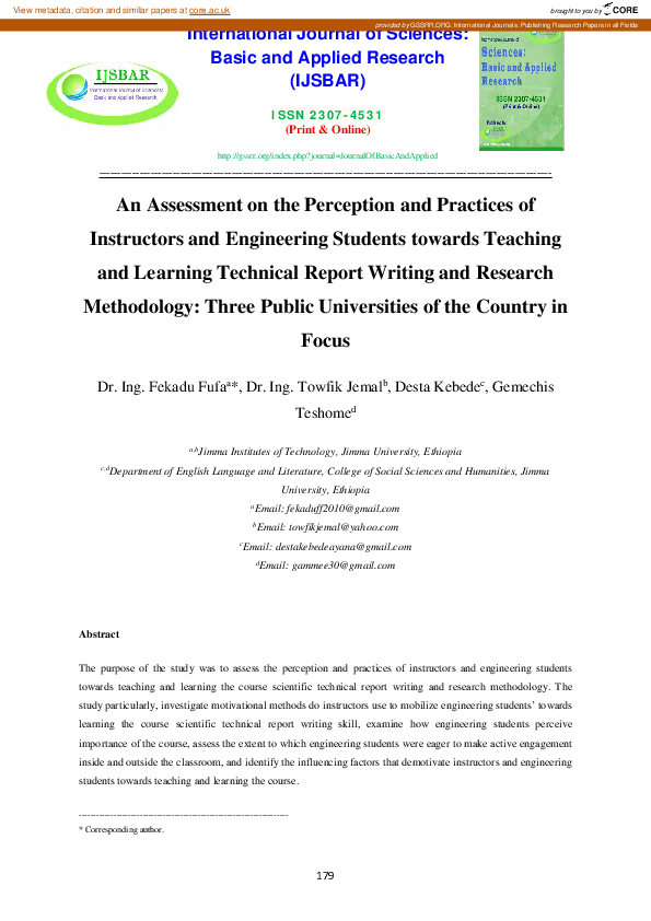 (PDF) An Assessment on the Perception and Practices of Instructors and ...