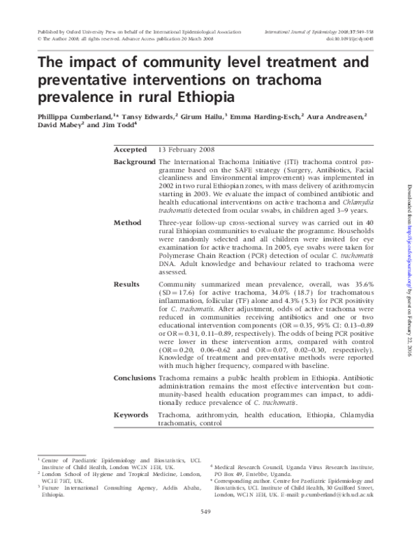 (PDF) The impact of community level treatment and preventative ...
