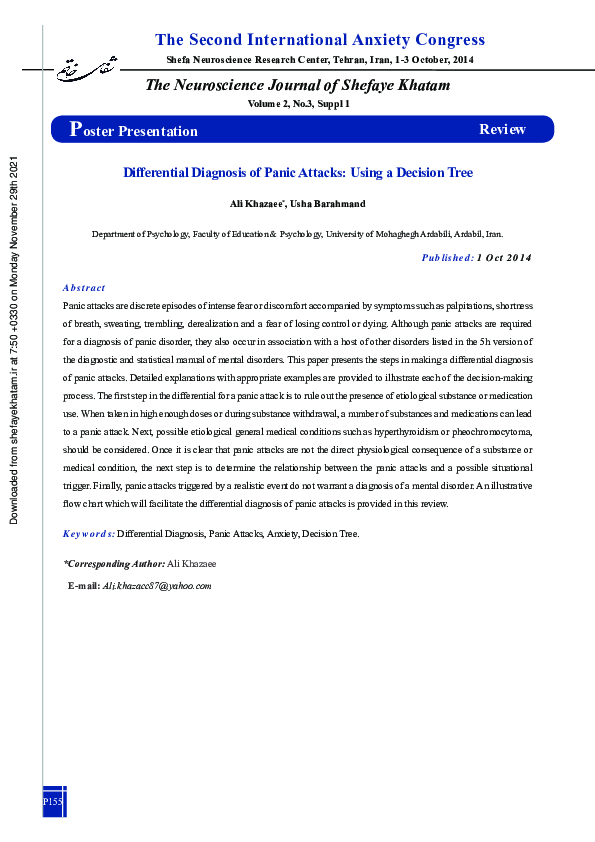 (PDF) P155: Differential Diagnosis of Panic Attacks: Using a Decision Tree