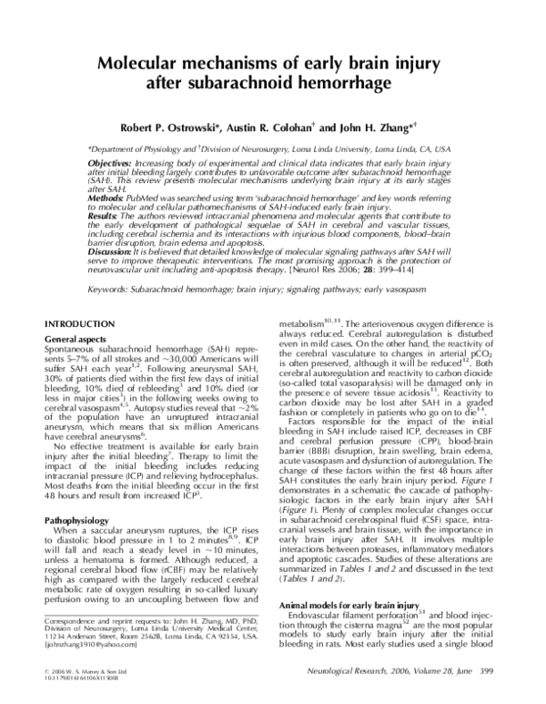 (PDF) Molecular mechanisms of early brain injury after subarachnoid ...