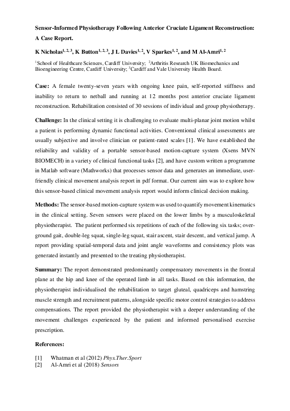 Sensor-informed physiotherapy following anterior cruciate ligament reconstruction: a case report