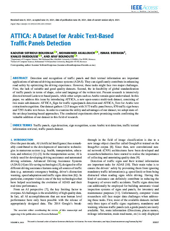 (PDF) ATTICA: A Dataset for Arabic Text-Based Traffic Panels Detection