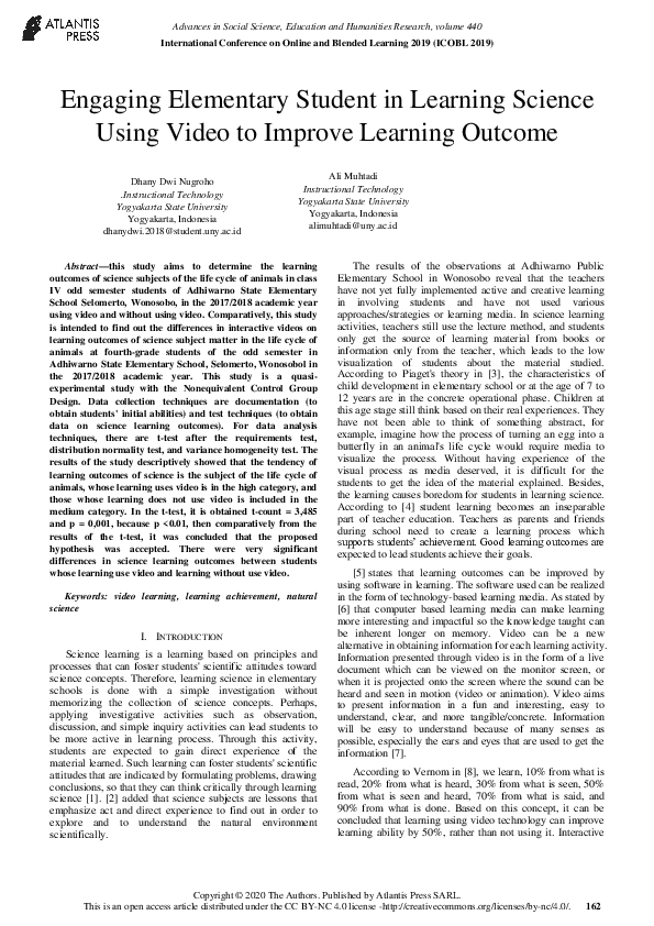 (PDF) Engaging Elementary Student in Learning Science Using Video to ...