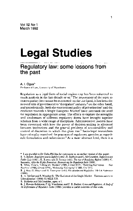 (PDF) Regulatory law: some lessons from the past