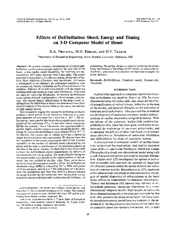 (PDF) Effects of defibrillation shock energy and timing on 3D computer