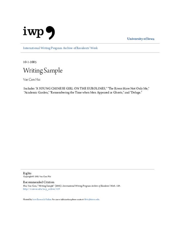 (PDF) International Writing Program Archive of Residents' Work