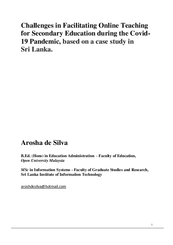 (PDF) Challenges in Facilitating Online Teaching for Secondary ...