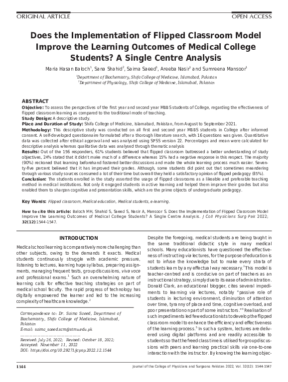 (PDF) Does the Implementation of Flipped Classroom Model Improve the ...