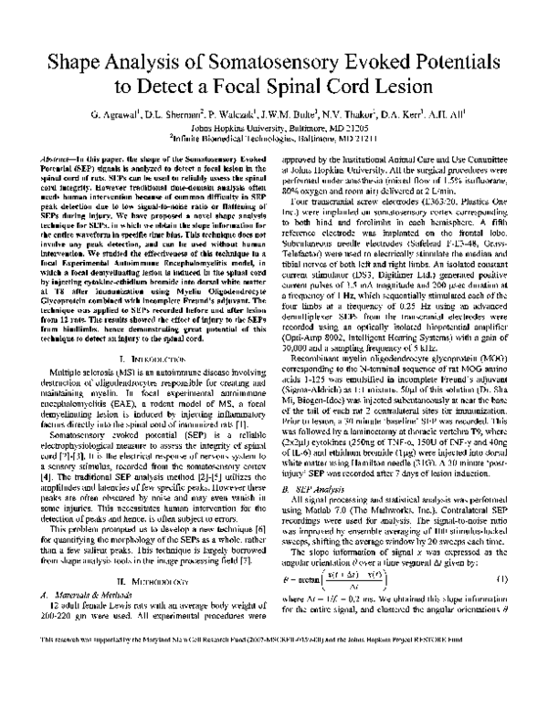 (PDF) Shape analysis of somatosensory evoked potentials to detect a ...