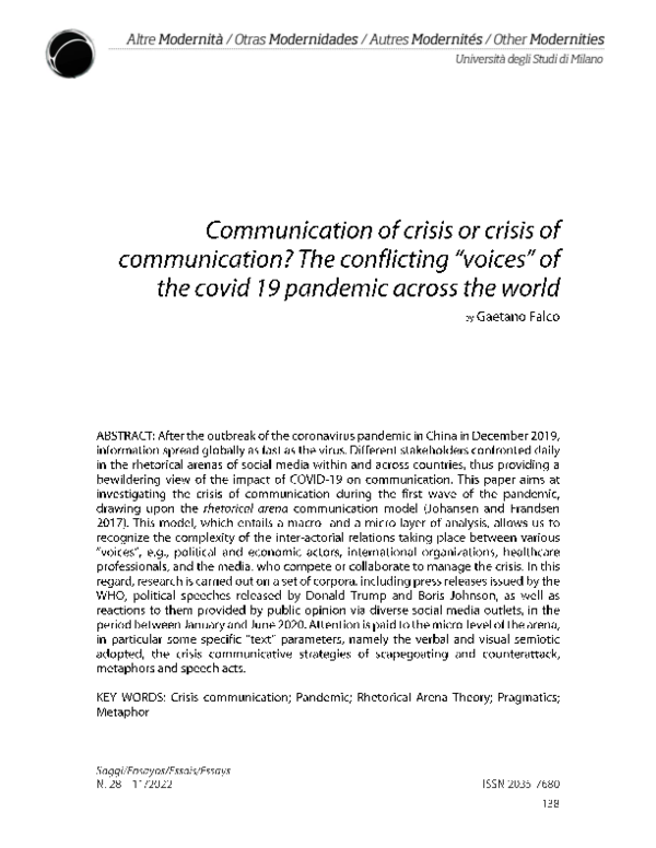 (PDF) Communication of crisis or crisis of communication? The ...