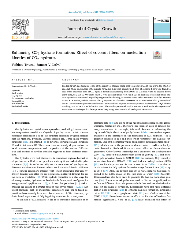 (PDF) Enhancing CO2 hydrate formation: Effect of coconut fibers on ...