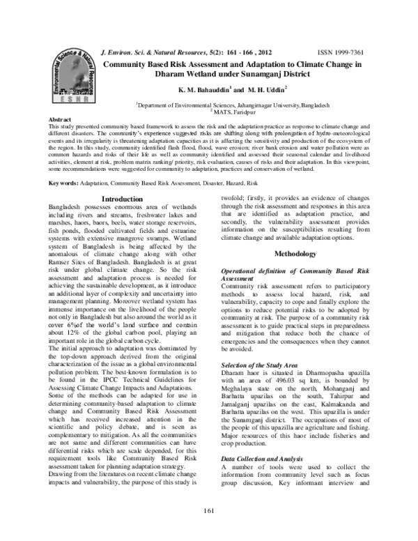 (PDF) Community Based Risk Assessment and Adaptation to Climate Change ...