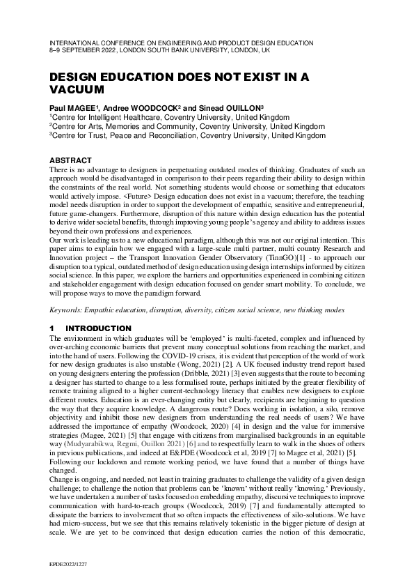(PDF) Design Education Does Not Exist in a Vacuum Andree Woodcock