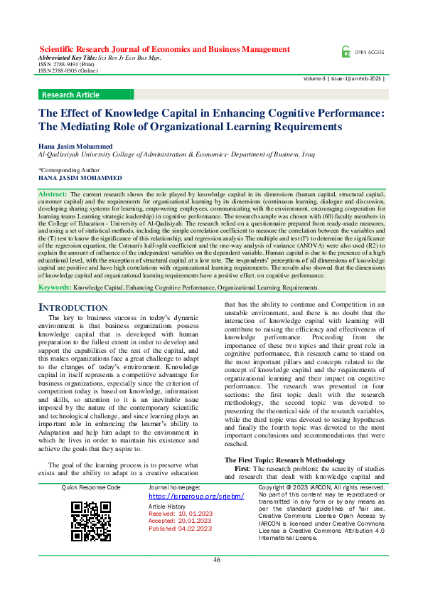 (PDF) The Effect of Knowledge Capital in Enhancing Cognitive ...