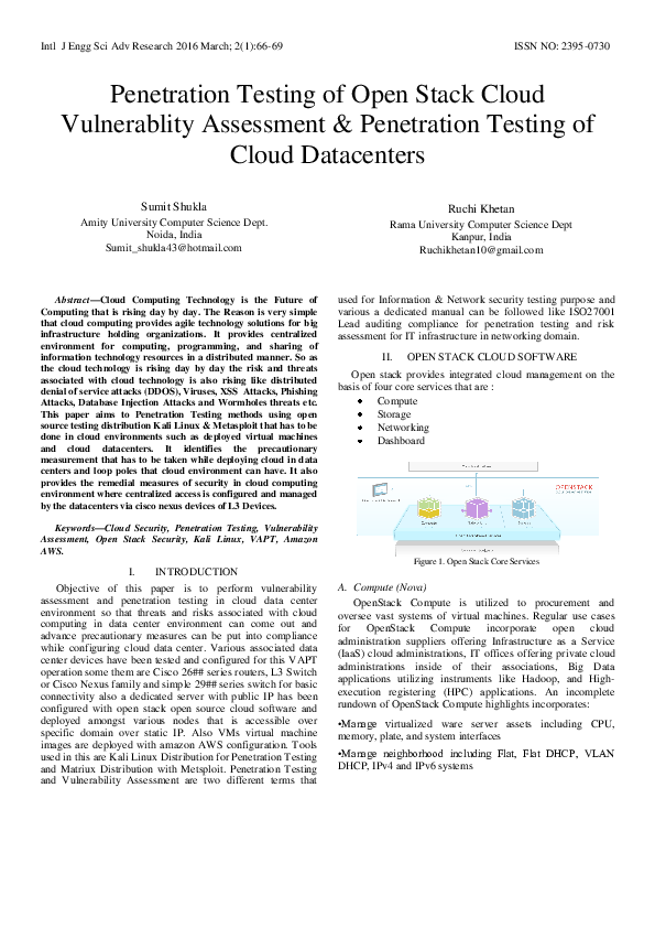 (PDF) Penetration Testing of Open Stack Cloud Vulnerablity Assessment ...
