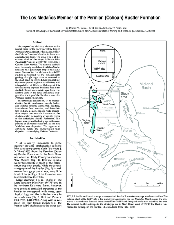 (PDF) The Los Medaños Member of the Permian (Ochoan) Rustler Formation