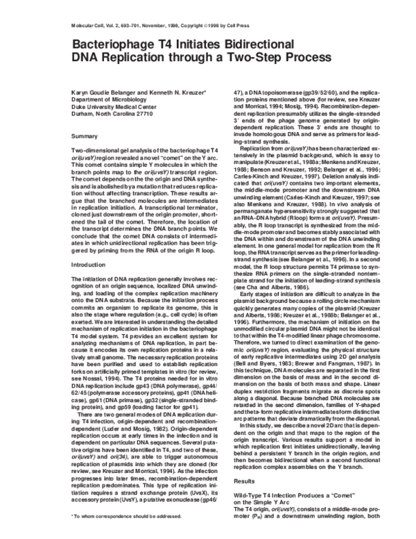 (PDF) Bacteriophage T4 Initiates Bidirectional DNA Replication through ...